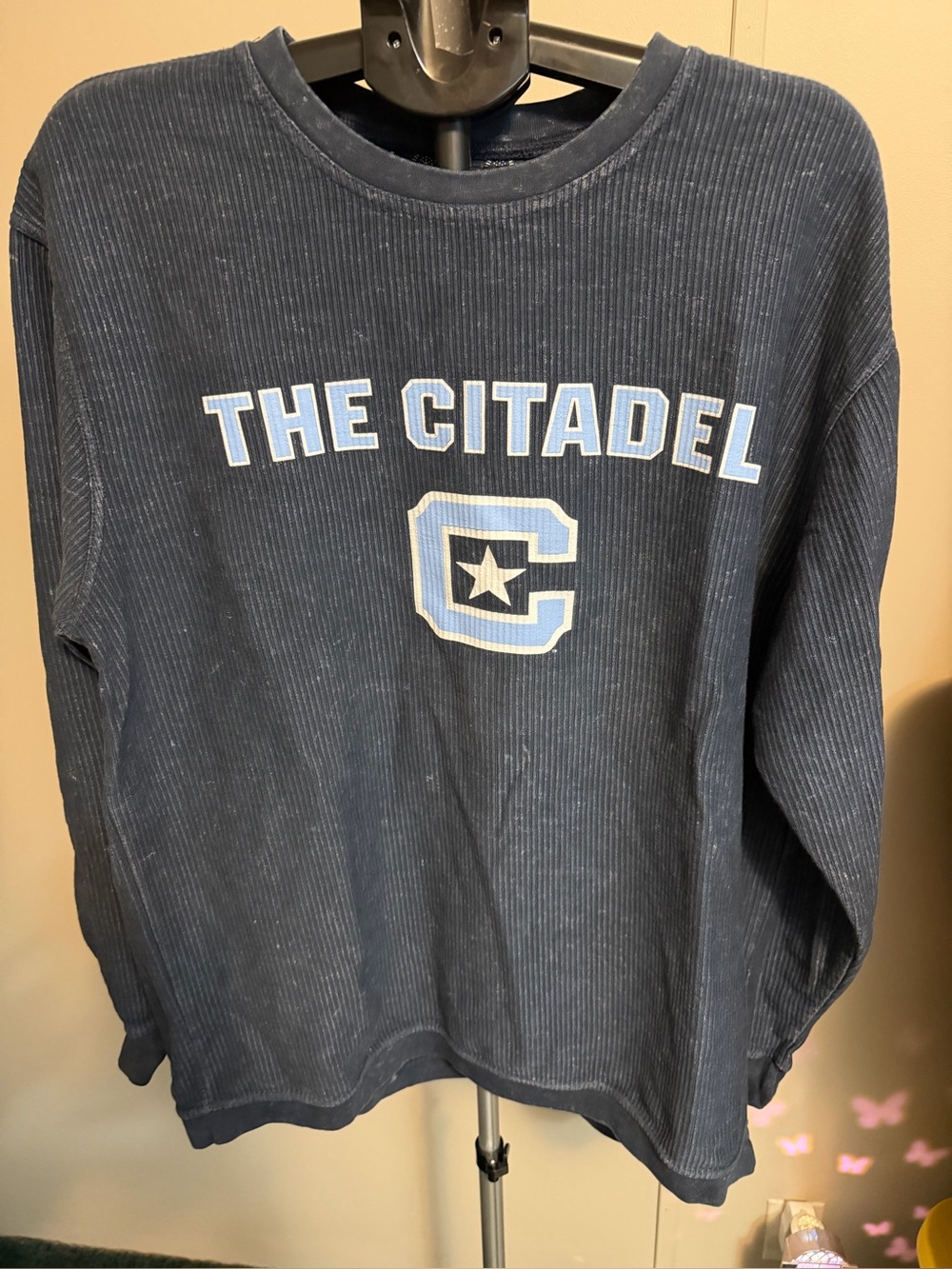 Pressbox The Citadel Corded Crewneck Sweatshirt Navy Blue XL